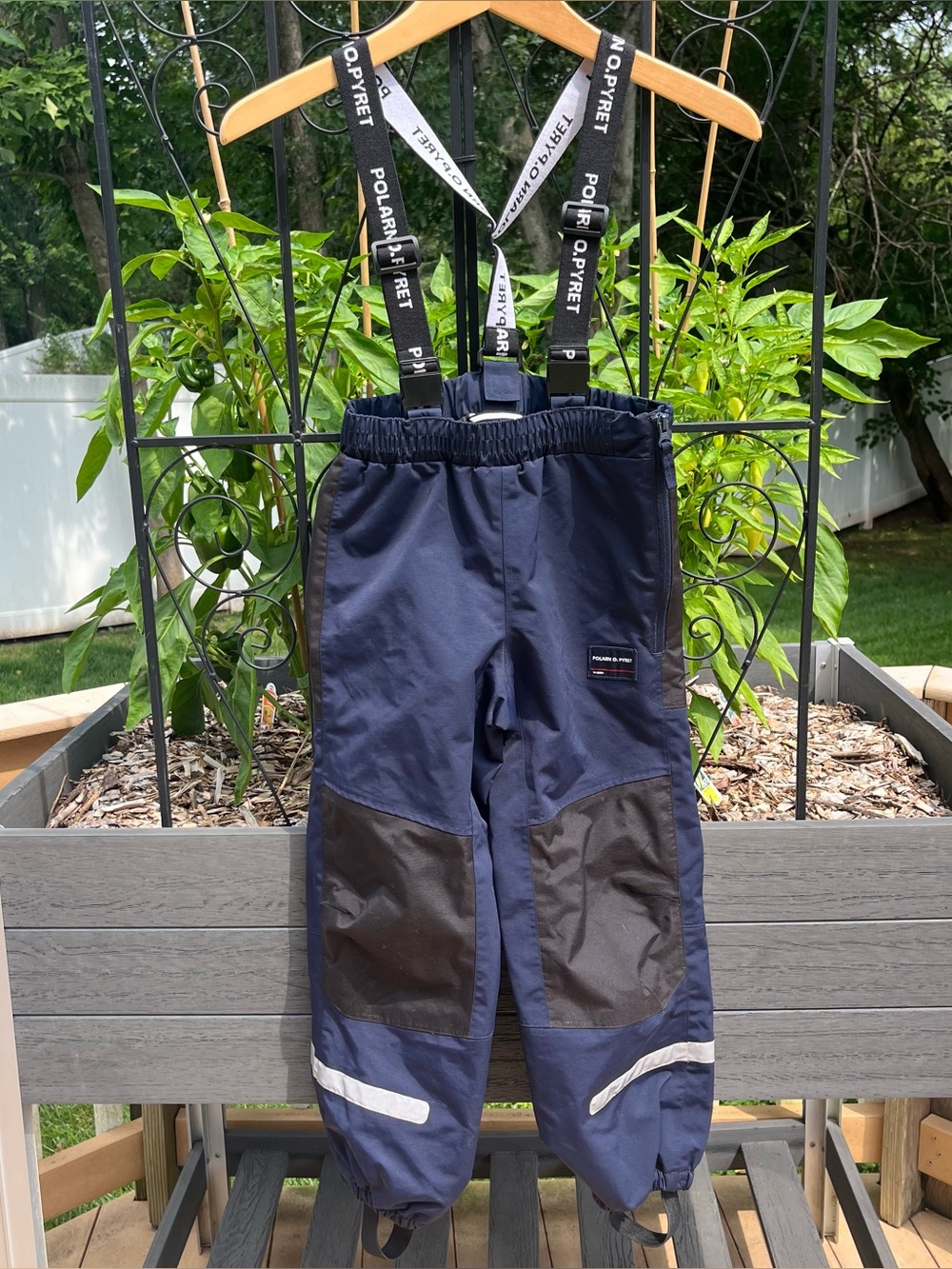 Polarn O. Pyret Kids Size 6-7 yrs Navy Waterproof Insulated Snow Bibs Adjustable